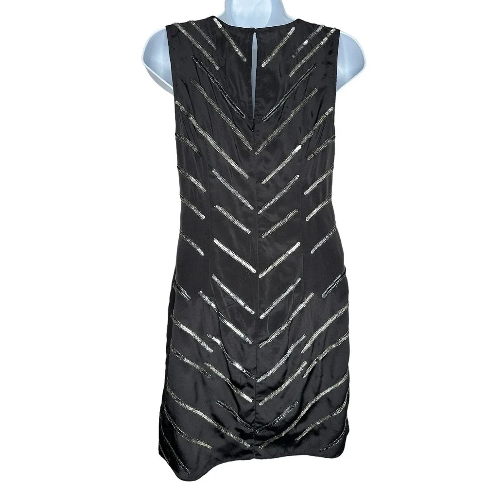 NEW Plenty Tracy Reese Anthropologie Womens Surplice Black Sequin Dress Petite P - Picture 2 of 5